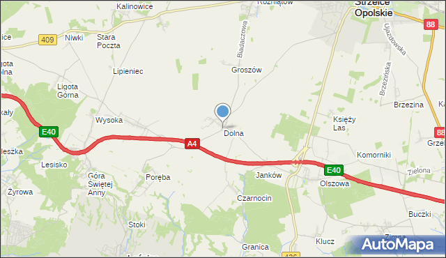 mapa Dolna, Dolna gmina Leśnica na mapie Targeo