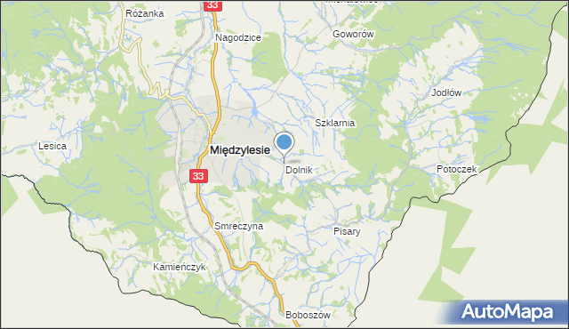 mapa Dolnik, Dolnik gmina Międzylesie na mapie Targeo