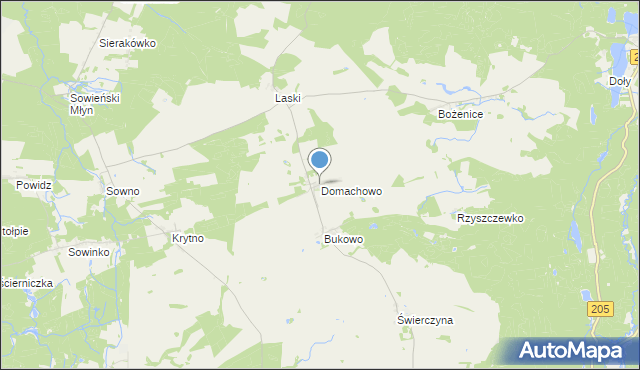 mapa Domachowo, Domachowo gmina Polanów na mapie Targeo