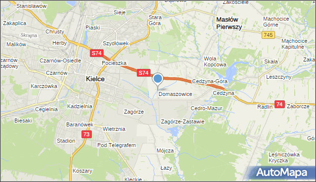 mapa Domaszowice, Domaszowice gmina Masłów na mapie Targeo