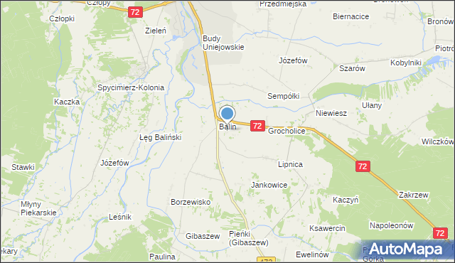 mapa Dominikowice, Dominikowice gmina Poddębice na mapie Targeo