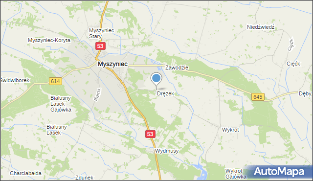 mapa Drężek, Drężek na mapie Targeo