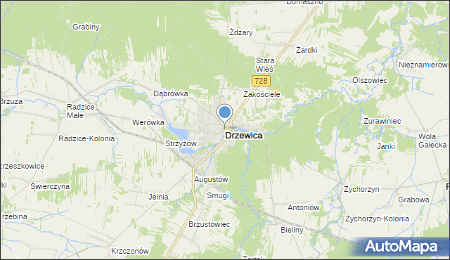 Mapa Drzewica, Drzewica powiat opoczyński na mapie Targeo
