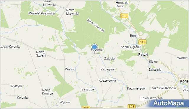 mapa Dubicze, Dubicze gmina Sarnaki na mapie Targeo