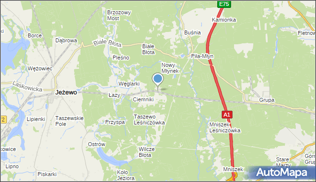 mapa Dubielno, Dubielno gmina Jeżewo na mapie Targeo