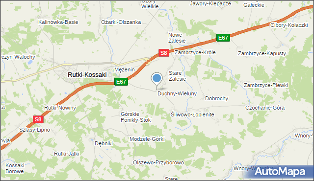 mapa Duchny-Wieluny, Duchny-Wieluny na mapie Targeo