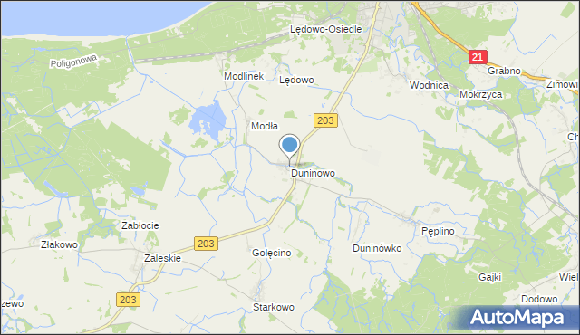 mapa Duninowo, Duninowo na mapie Targeo