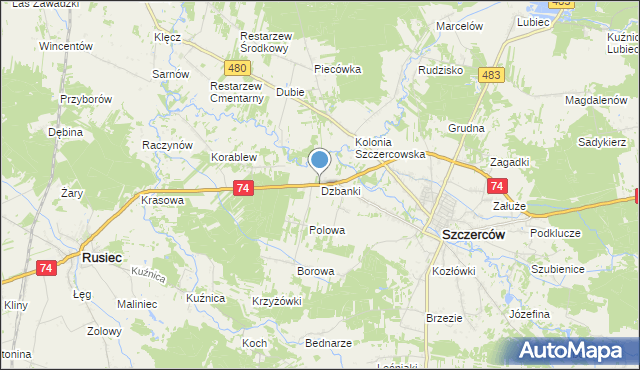 mapa Dzbanki, Dzbanki na mapie Targeo