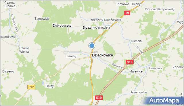 mapa Dziadkowice, Dziadkowice powiat siemiatycki na mapie Targeo