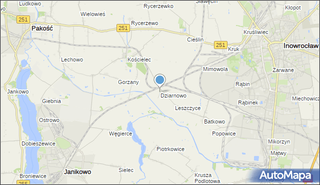 mapa Dziarnowo, Dziarnowo gmina Pakość na mapie Targeo