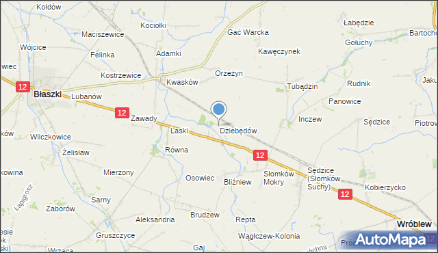 mapa Dziebędów, Dziebędów na mapie Targeo