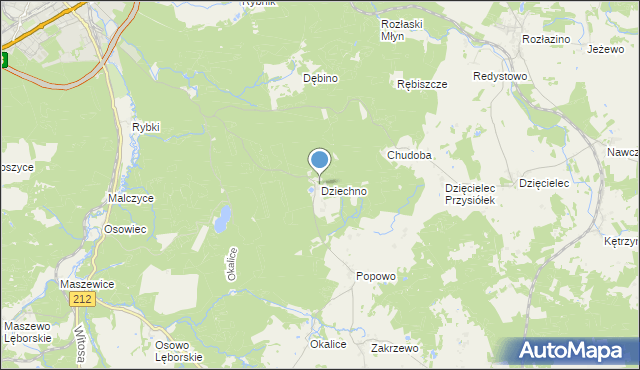 mapa Dziechno, Dziechno na mapie Targeo