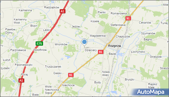 mapa Dzięciary, Dzięciary na mapie Targeo