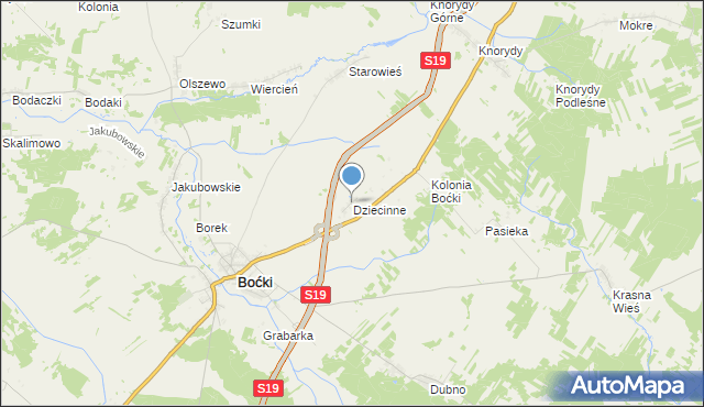 mapa Dziecinne, Dziecinne na mapie Targeo