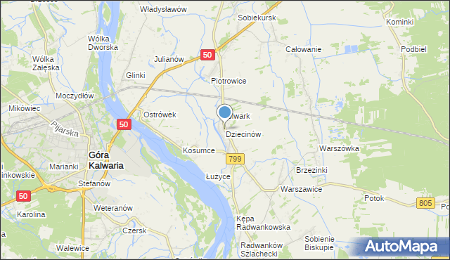 mapa Dziecinów, Dziecinów gmina Sobienie-Jeziory na mapie Targeo