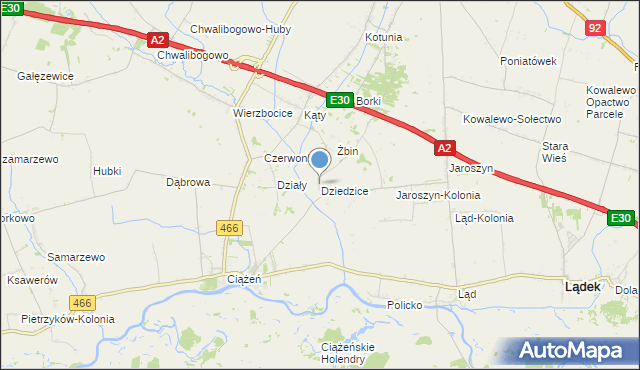 mapa Dziedzice, Dziedzice gmina Lądek na mapie Targeo