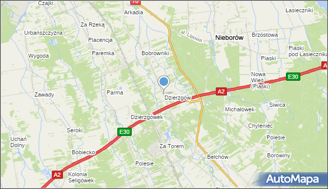 mapa Dzierzgów, Dzierzgów gmina Nieborów na mapie Targeo