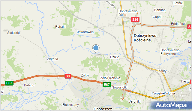 mapa Dzikie-Kolonia, Dzikie-Kolonia na mapie Targeo