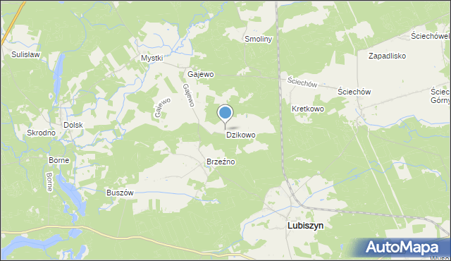 mapa Dzikowo, Dzikowo gmina Lubiszyn na mapie Targeo