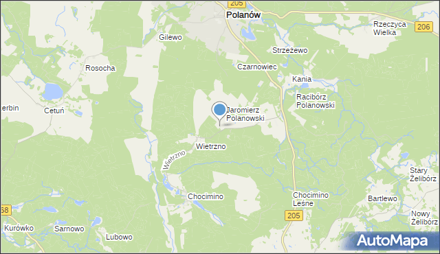 mapa Dzikowo, Dzikowo gmina Polanów na mapie Targeo