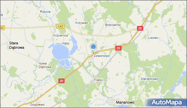 mapa Dzwonowo, Dzwonowo gmina Marianowo na mapie Targeo