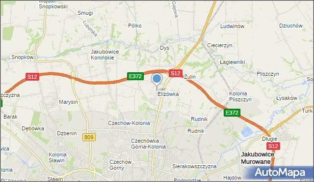 mapa Elizówka, Elizówka gmina Niemce na mapie Targeo
