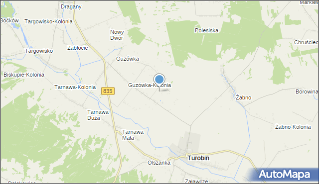 mapa Elizówka, Elizówka gmina Turobin na mapie Targeo