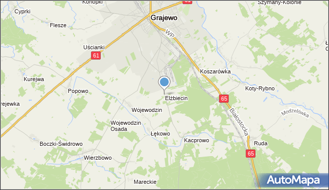 mapa Elżbiecin, Elżbiecin gmina Grajewo na mapie Targeo