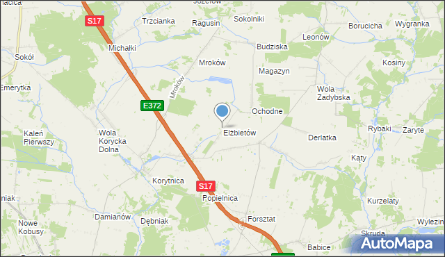 mapa Elżbietów, Elżbietów gmina Trojanów na mapie Targeo