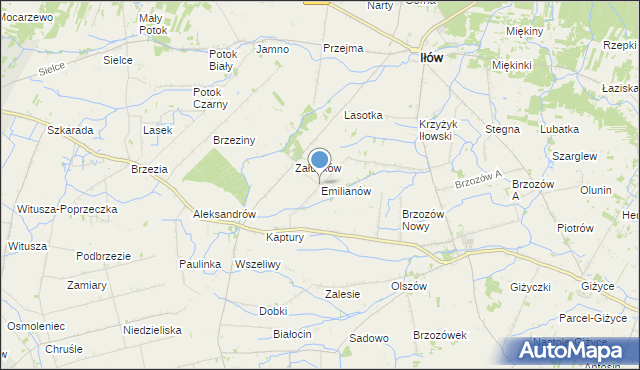 mapa Emilianów, Emilianów gmina Iłów na mapie Targeo