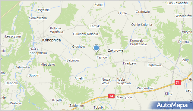 mapa Fajnów, Fajnów na mapie Targeo