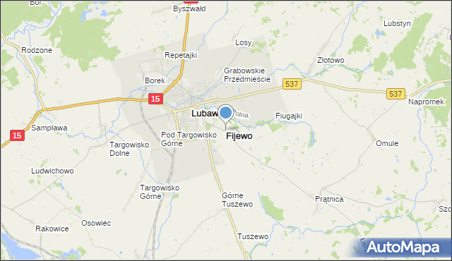 mapa Fijewo, Fijewo gmina Lubawa na mapie Targeo