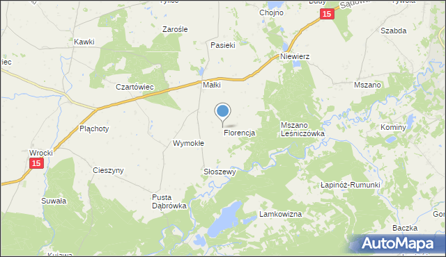 mapa Florencja, Florencja gmina Bobrowo na mapie Targeo