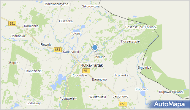 mapa Folusz, Folusz gmina Rutka-Tartak na mapie Targeo