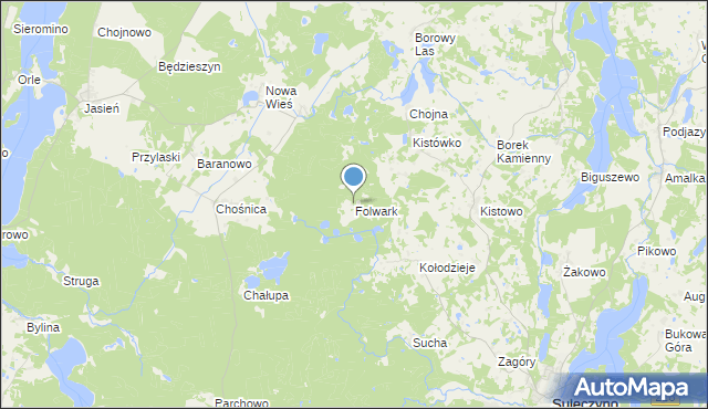 mapa Folwark, Folwark gmina Parchowo na mapie Targeo