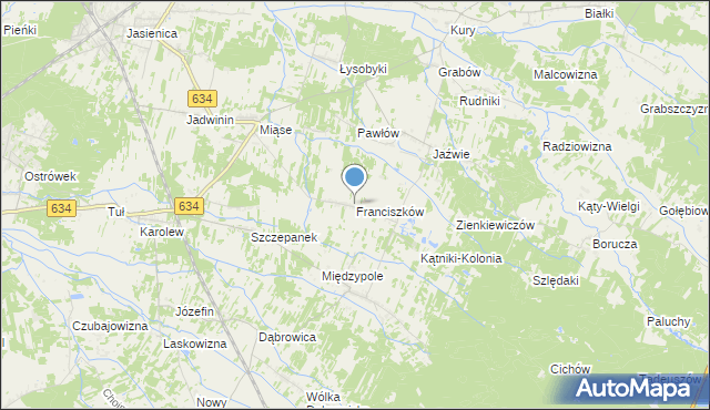 mapa Franciszków, Franciszków gmina Tłuszcz na mapie Targeo