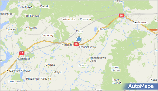 mapa Franciszkowo, Franciszkowo gmina Iława na mapie Targeo