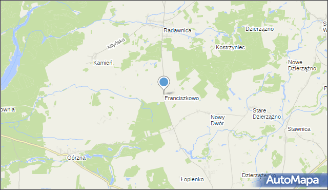 mapa Franciszkowo, Franciszkowo gmina Złotów na mapie Targeo