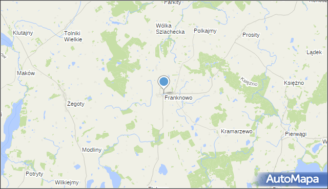 mapa Franknowo, Franknowo na mapie Targeo