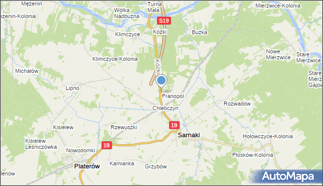 mapa Franopol, Franopol gmina Sarnaki na mapie Targeo