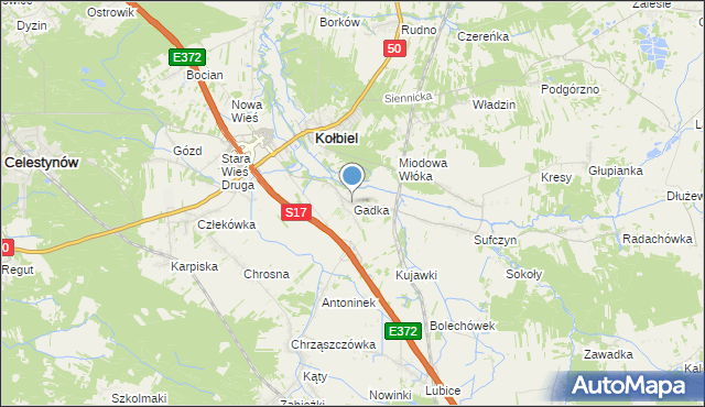 mapa Gadka, Gadka gmina Kołbiel na mapie Targeo