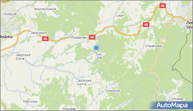 mapa Gaj, Gaj gmina Kłodzko na mapie Targeo