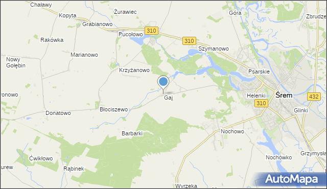 mapa Gaj, Gaj gmina Śrem na mapie Targeo
