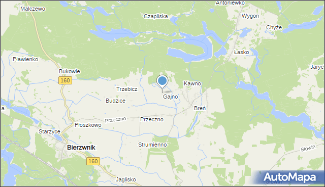 mapa Gajno, Gajno na mapie Targeo