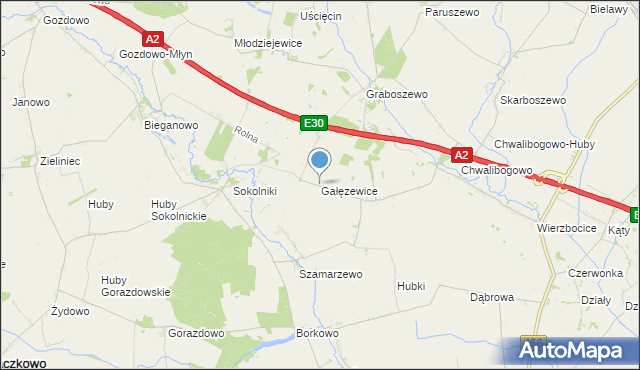 mapa Gałęzewice, Gałęzewice na mapie Targeo