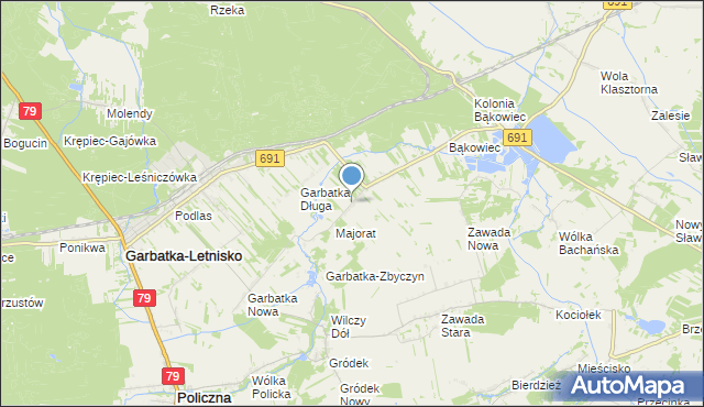 mapa Garbatka-Dziewiątka, Garbatka-Dziewiątka na mapie Targeo