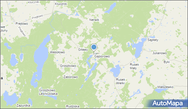 mapa Gąsiorowo, Gąsiorowo gmina Purda na mapie Targeo