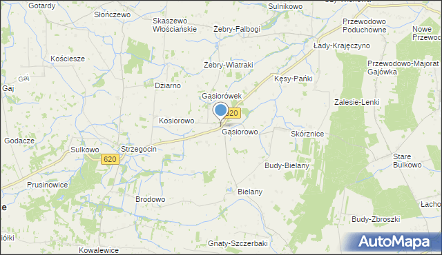 mapa Gąsiorowo, Gąsiorowo gmina Świercze na mapie Targeo