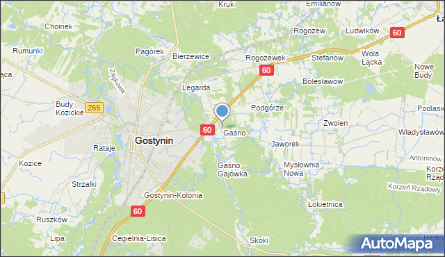 mapa Gaśno, Gaśno na mapie Targeo