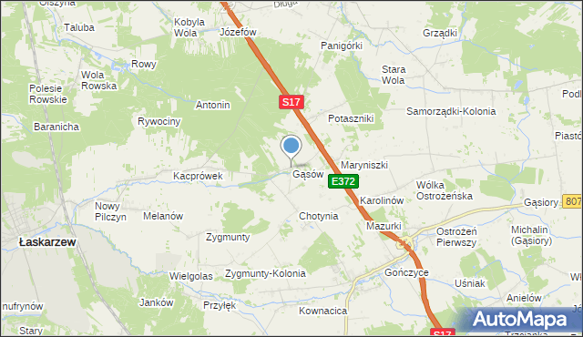 mapa Gąsów, Gąsów na mapie Targeo